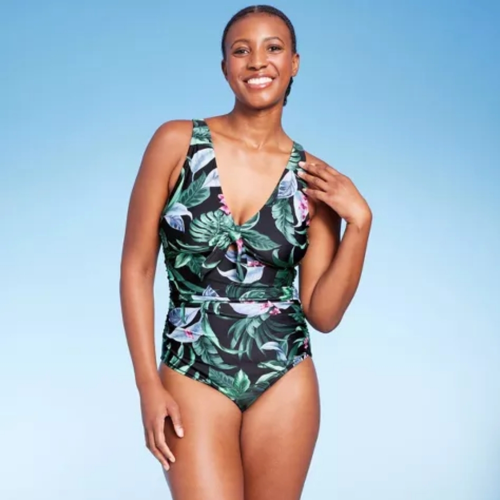 Women's Full Coverage Tummy Control Tie-Front One Piece Swimsuit - Kona Sol